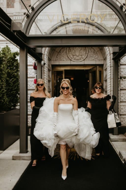 Windy City Glam bridal hair and makeup featuring a blonde bride.