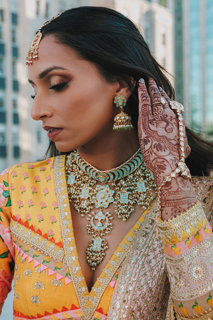 Windy City Glam featuring an Indian Bride with full glam makeup