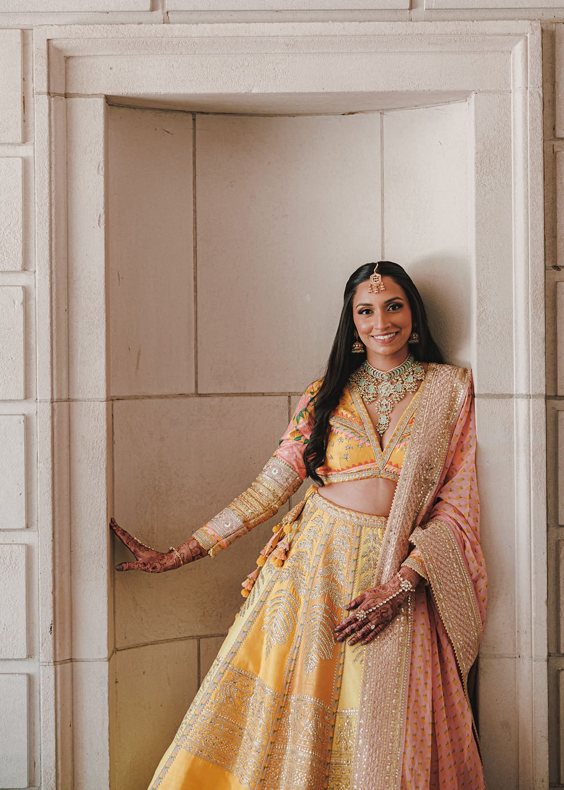 Windy City Glam featuring an Indian Bride with full glam makeup