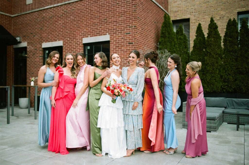 Bride with her bridesmaids