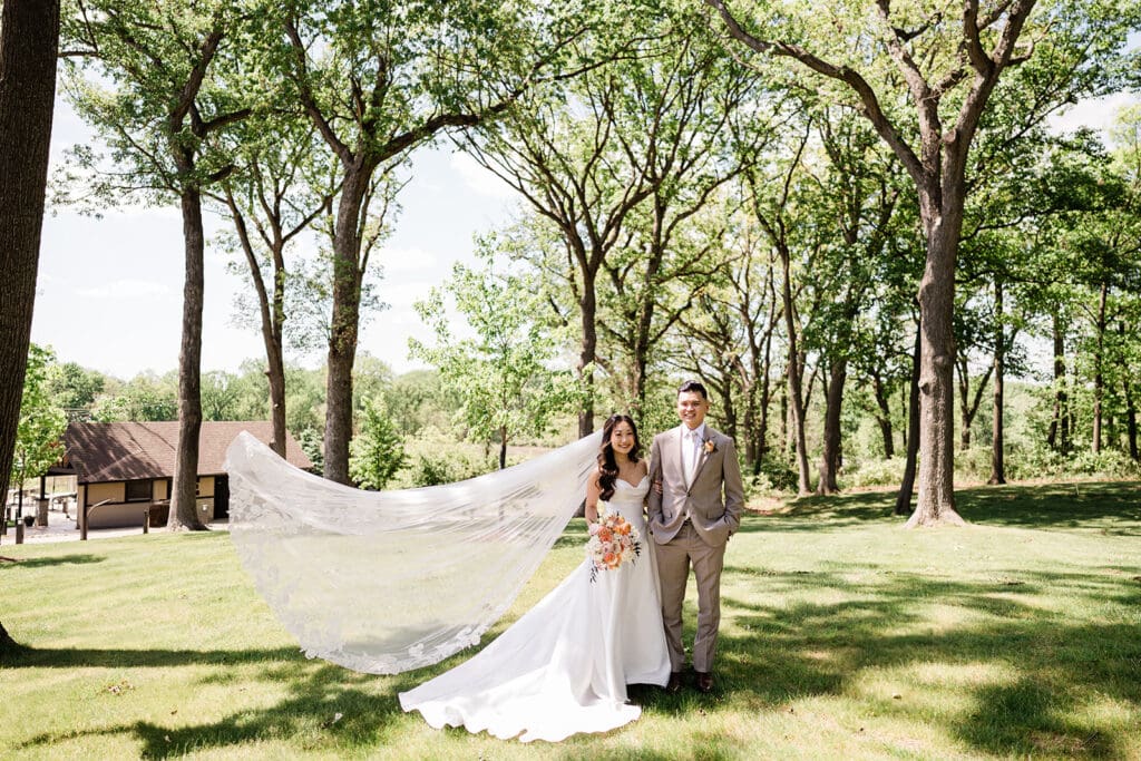 Bride and groom posing for a portrait