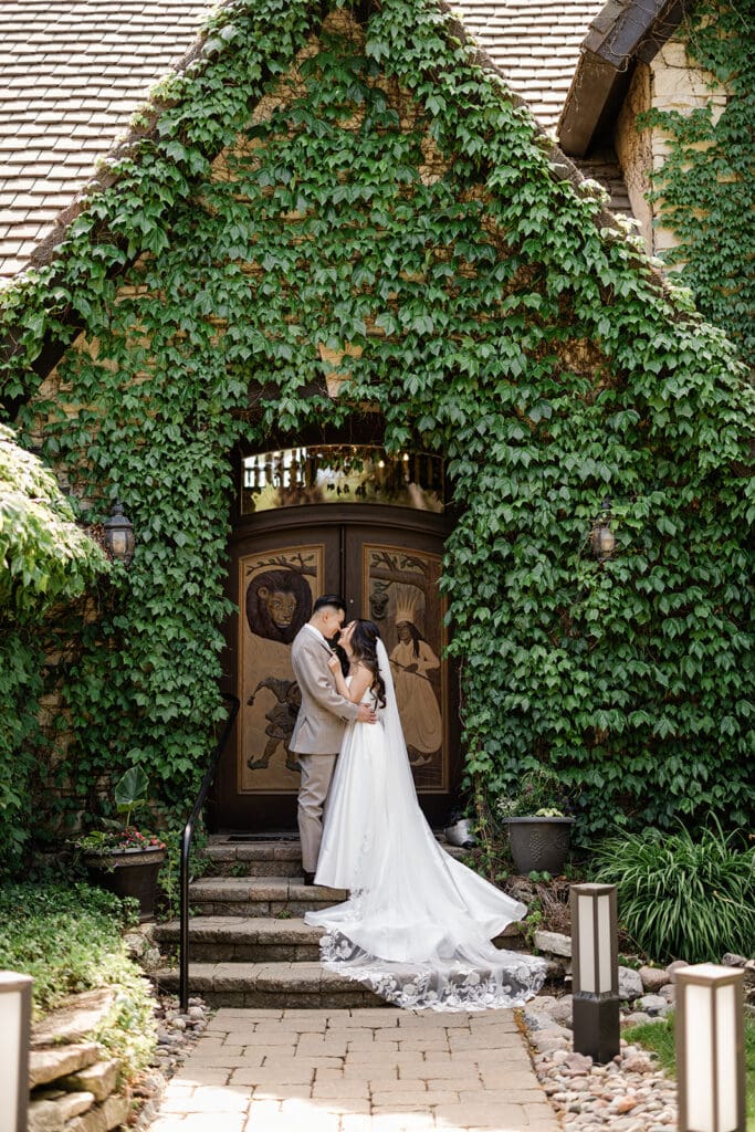 Bride and groom posing for a portrait
