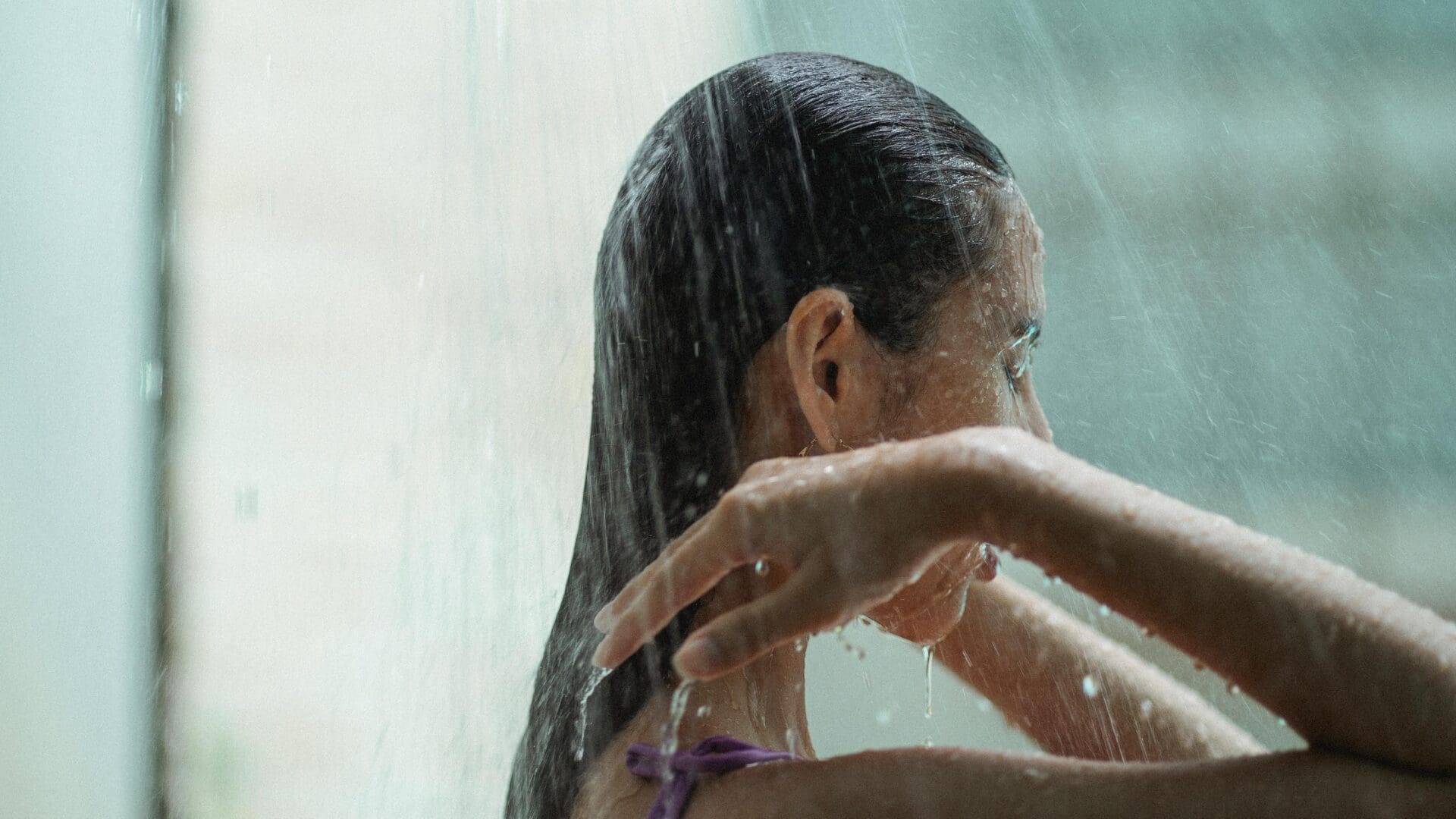 Woman taking a shower