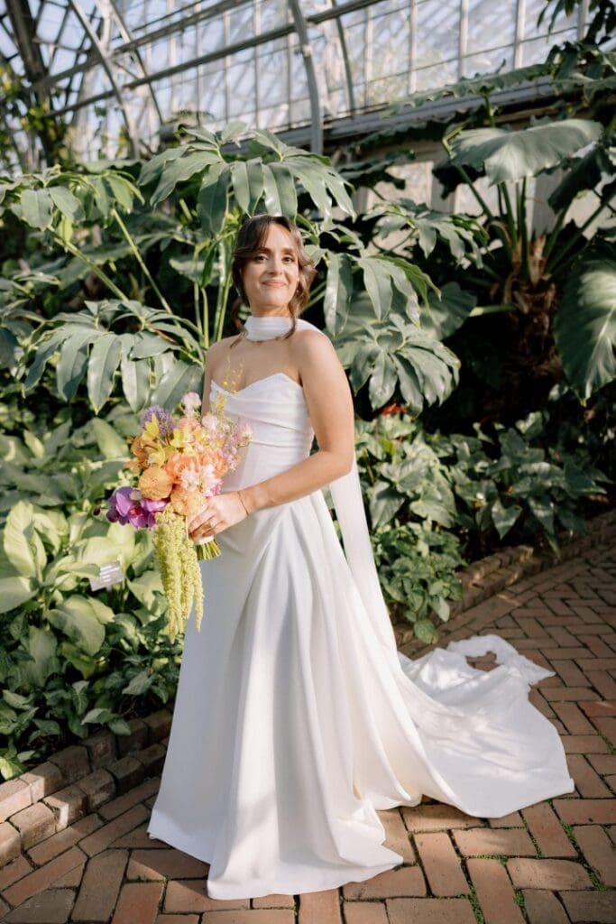Chicago bride holding a bouquet on her wedding day