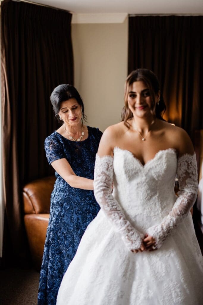 Chicago bride wearing her wedding gown