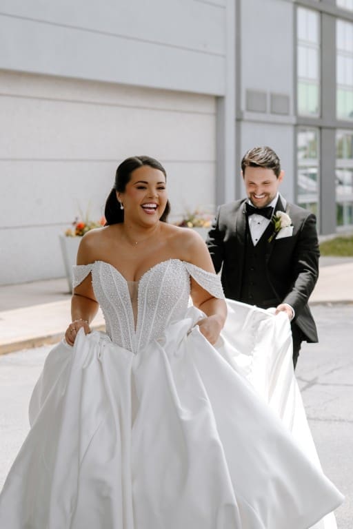 Chicago bride and groom smiling