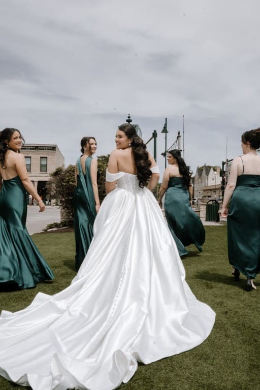 Chicago bride and bridesmaids pose