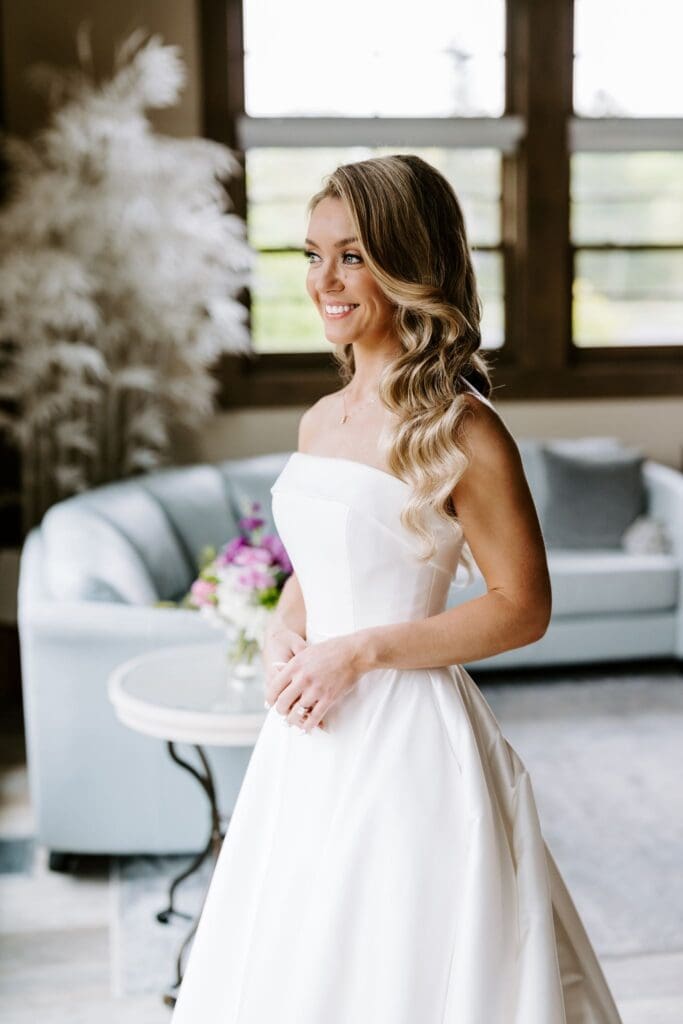 Chicago bride wearing wedding dress