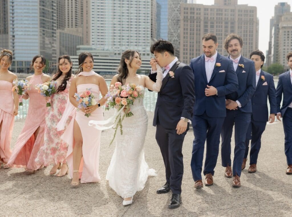 Chicago bride and groom posing.