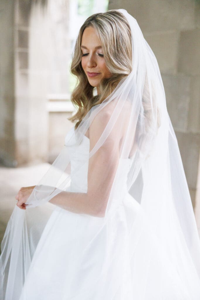 Chicago bride in soft glam and curled hair