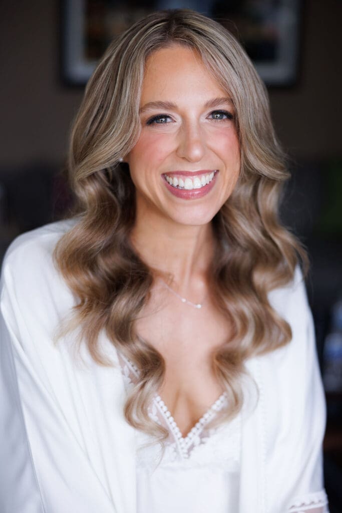Chicago bride in soft glam and curled hair