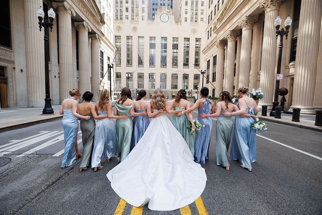 Chicago bride and bridesmaids