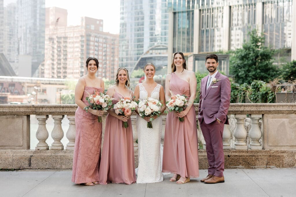 Chicago bride with wedding entourage
