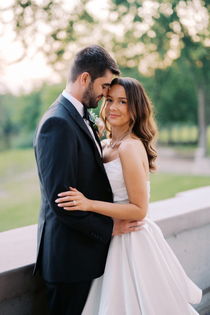 Chicago bride and groom pose for camera