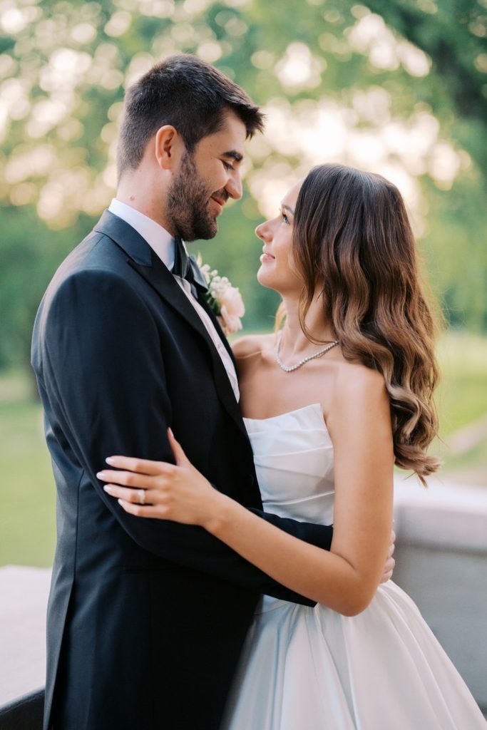 Chicago bride and groom pose for camera