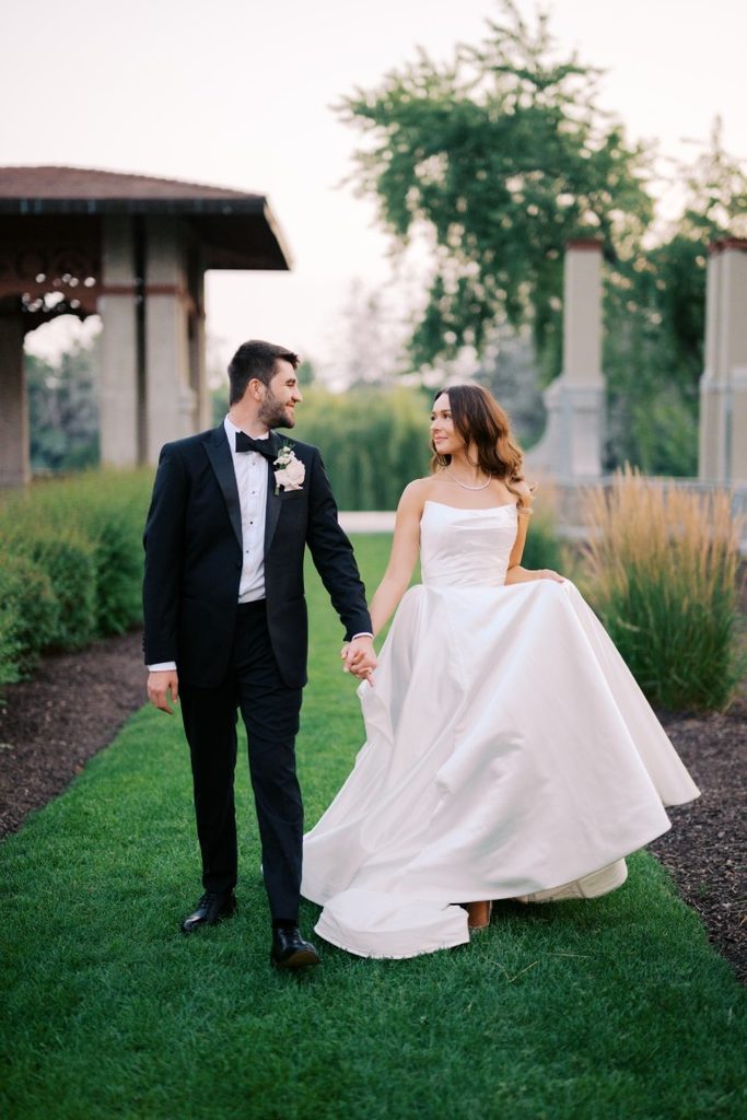 Chicago bride and groom pose for camera