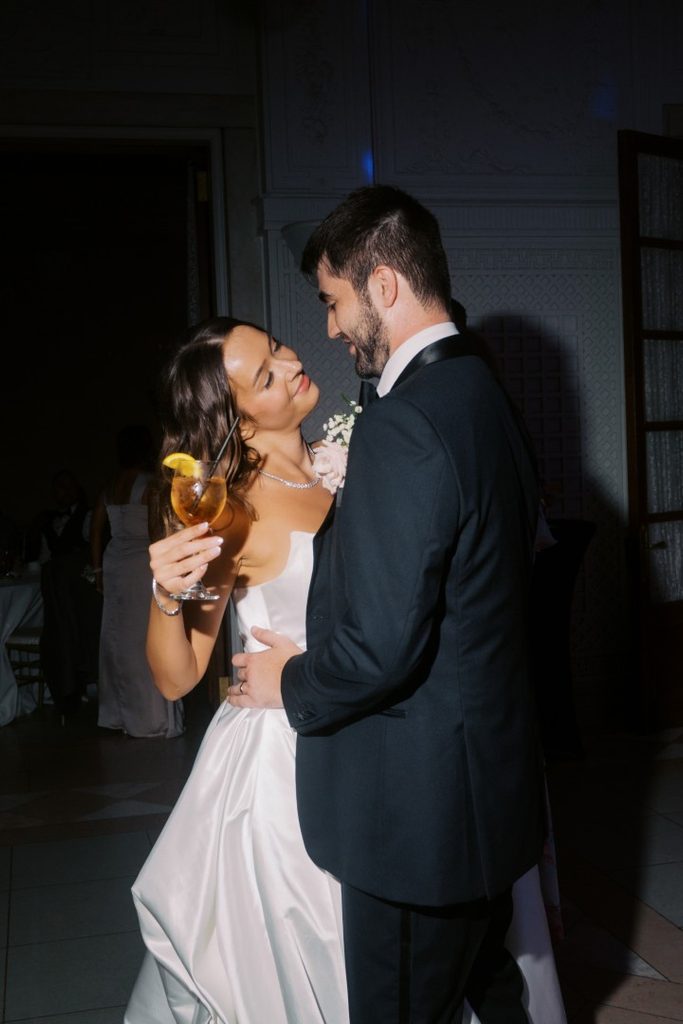 Chicago bride and groom pose for camera