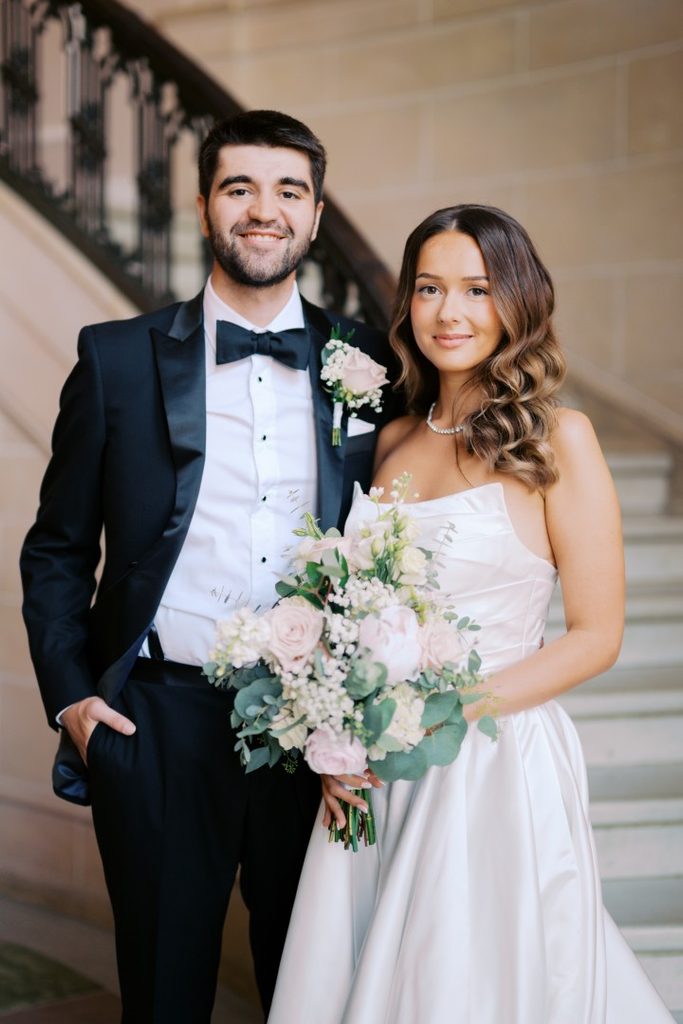 Chicago bride and groom pose for camera
