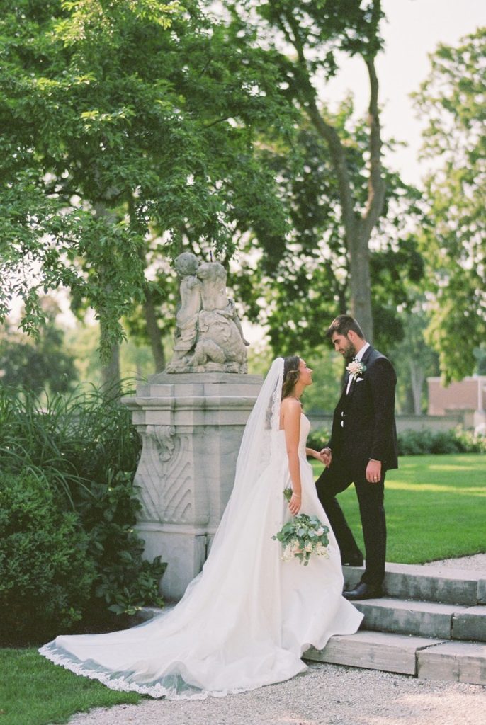 Chicago bride and groom pose for camera
