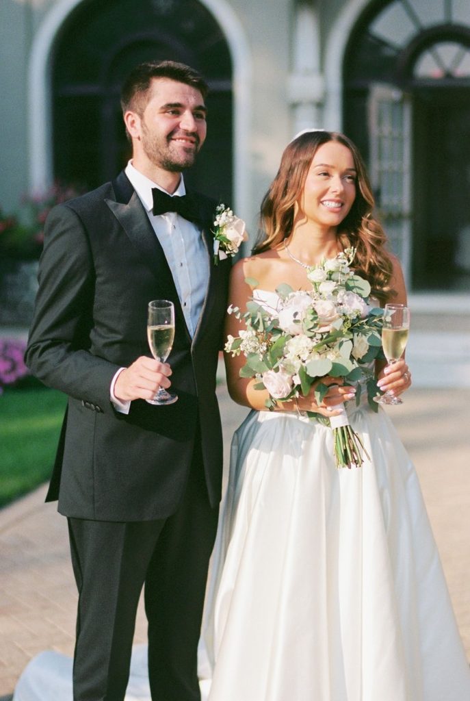 Chicago bride and groom pose for camera