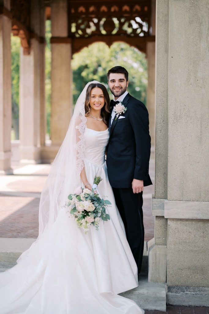 Chicago bride and groom pose for camera