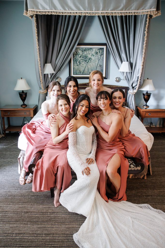 Indian bride and her bridesmaids.