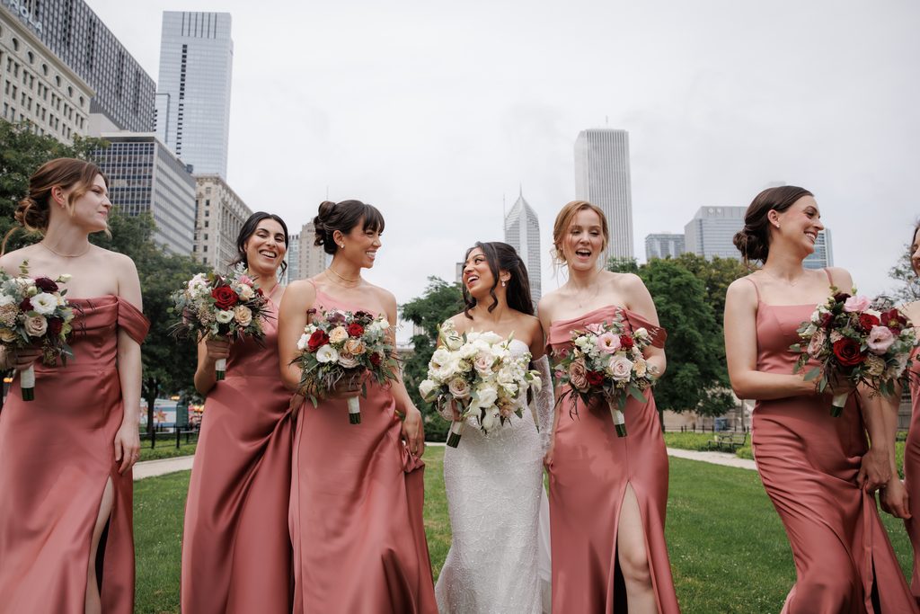 Indian bride and her bridesmaids.