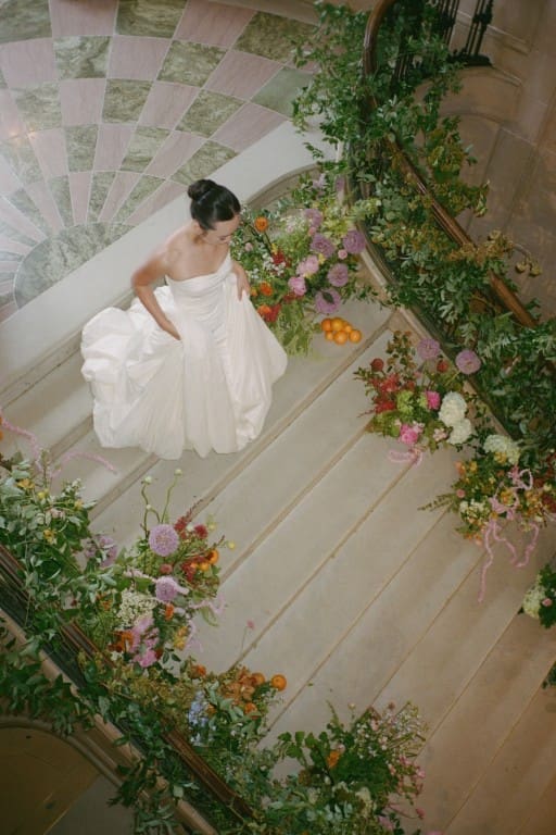 Asian bride wearing high bun