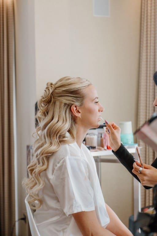 Chicago based blonde bride getting glammed