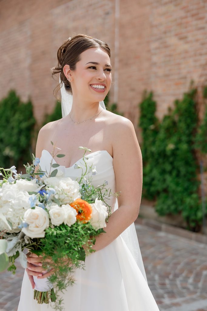 Chicago bride with soft glam makeup and updo