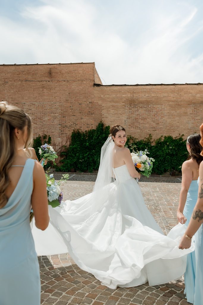 Chicago bride with modern updo and veil