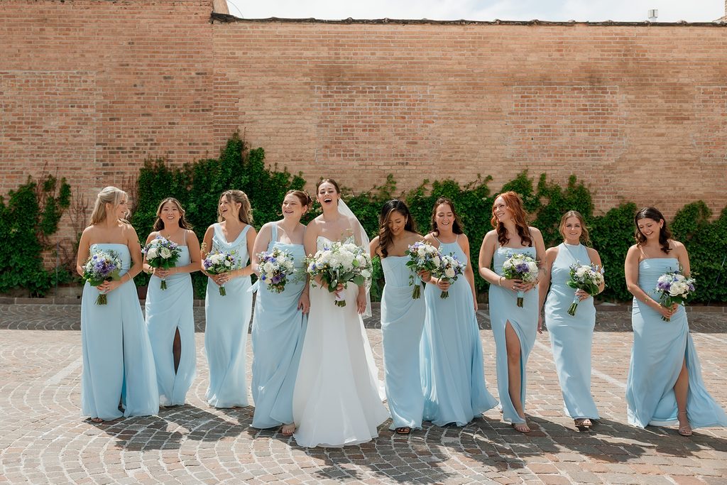 Chicago bride with her bridesmaids